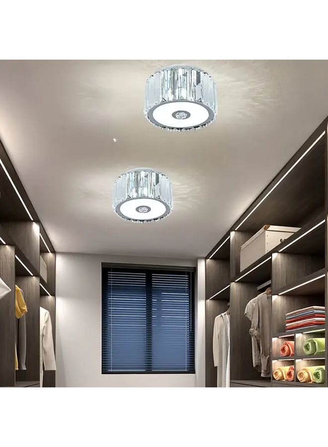 Modern Crystal Ceiling Light Round Small 2 Light E12 Base Metal Fixture With Clear Crystal Shades For Hallway Kitchen Island Bedroom Dining Room Bulbs Not Included - Image 5