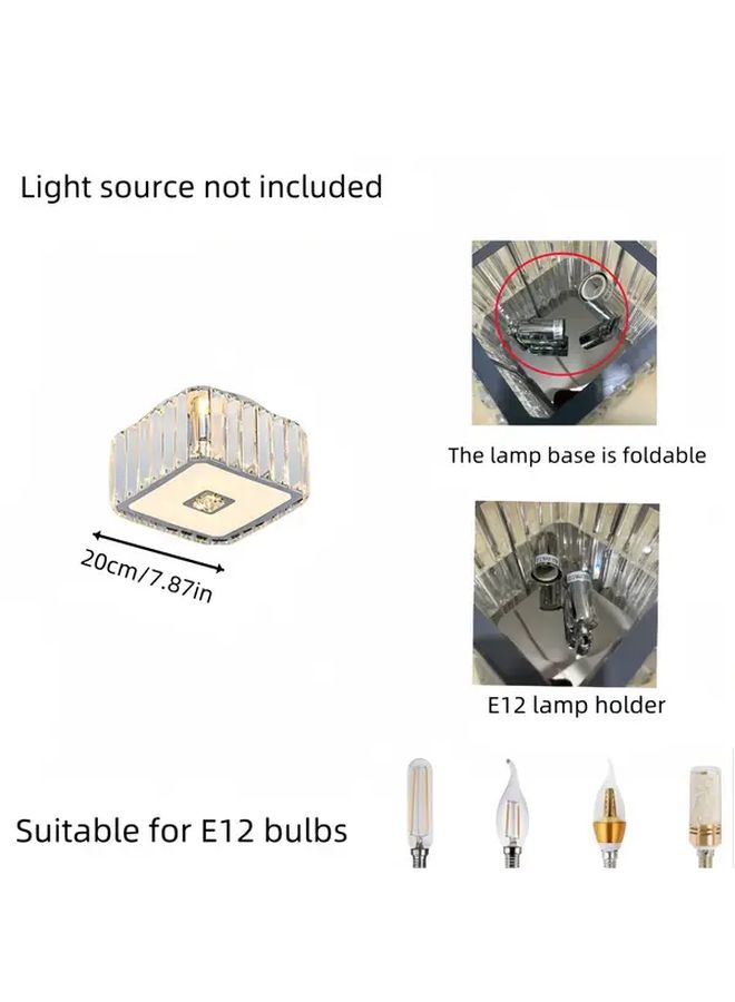 Modern Crystal Ceiling Light Round Small 2 Light E12 Base Metal Fixture With Clear Crystal Shades For Hallway Kitchen Island Bedroom Dining Room Bulbs Not Included - Image 4