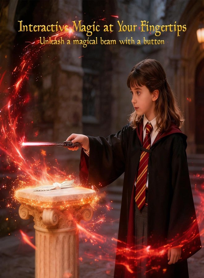 Tries Wizard Wand with Four Dynamic Red/Pink/Orange/Green Light Effects & Magnetic Wing Base: Rechargeable, Wall-Mountable Display, Gift Box for Cosplay Party Birthday - Image 5