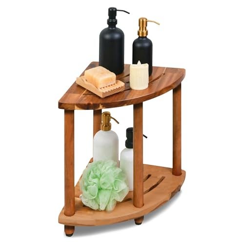 ENKEZI Shower Foot Rest 12 in - Shower Stool for Shaving Legs, Small Corner Bathroom Bench Suitable for Small Shower Spaces - Bath Seat, Spa Foot Rest Shaving Stool (2 Tier Corner) - Image 1