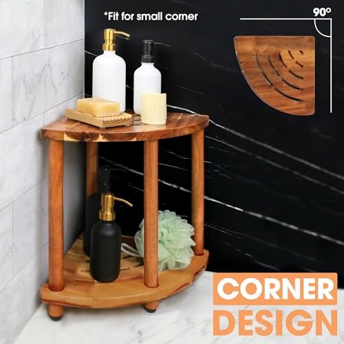 ENKEZI Shower Foot Rest 12 in - Shower Stool for Shaving Legs, Small Corner Bathroom Bench Suitable for Small Shower Spaces - Bath Seat, Spa Foot Rest Shaving Stool (2 Tier Corner) - Image 4
