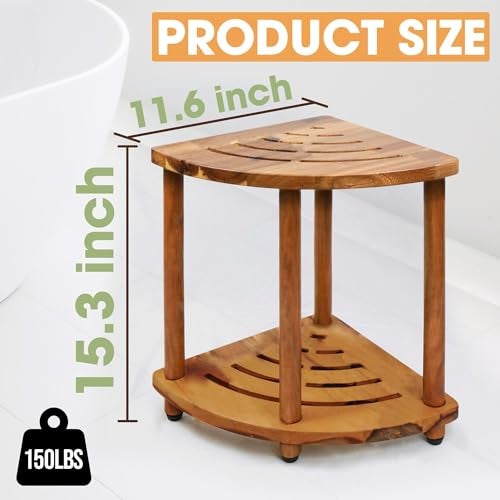 ENKEZI Shower Foot Rest 12 in - Shower Stool for Shaving Legs, Small Corner Bathroom Bench Suitable for Small Shower Spaces - Bath Seat, Spa Foot Rest Shaving Stool (2 Tier Corner) - Image 2