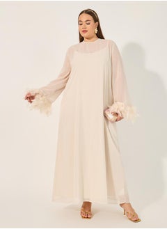 Styli Solid Long Sleeves Shift Maxi Dress  - Image 1
