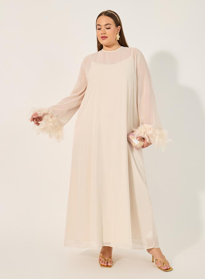 Styli Feather Cuff Maxi Dress  - Image 1