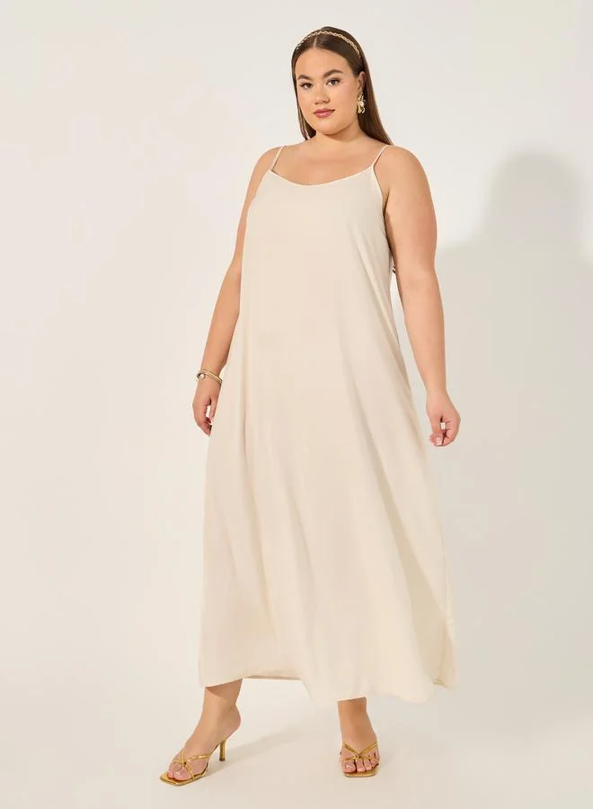 Styli Feather Cuff Maxi Dress