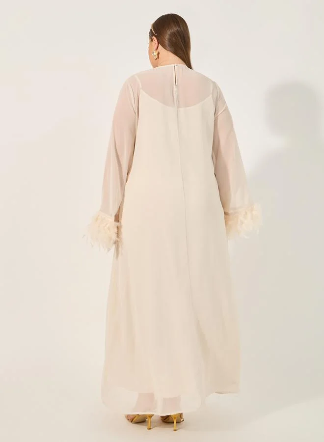 Styli Feather Cuff Maxi Dress