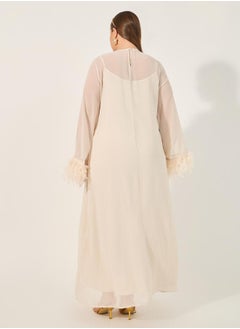 Styli Solid Long Sleeves Shift Maxi Dress  - Image 5