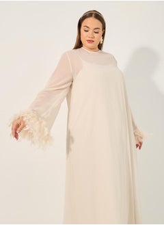 Styli Solid Long Sleeves Shift Maxi Dress  - Image 3