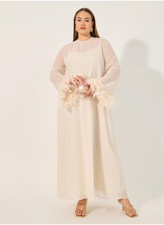 Styli Solid Long Sleeves Shift Maxi Dress  - Image 2