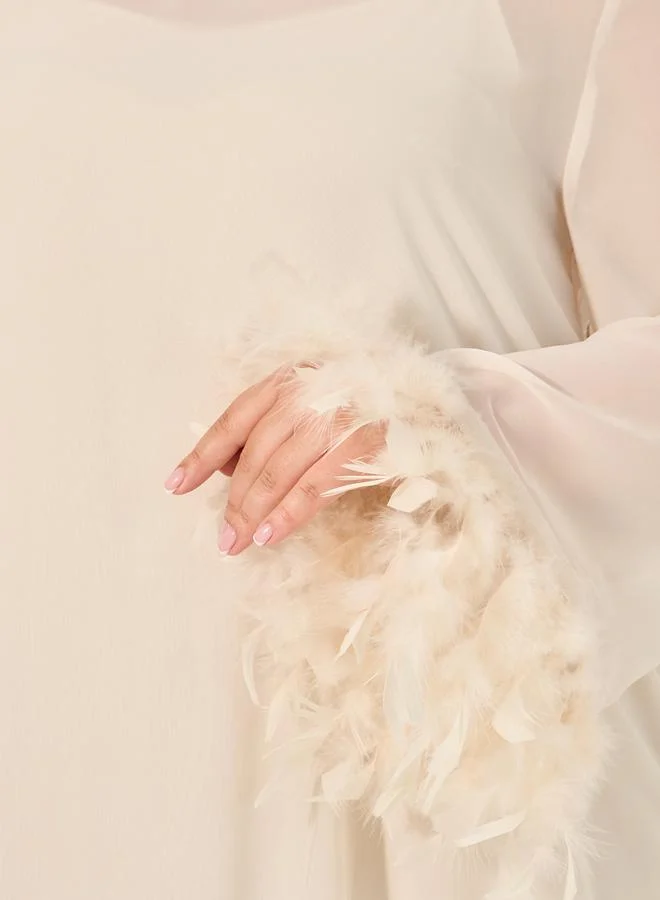 Styli Feather Cuff Maxi Dress