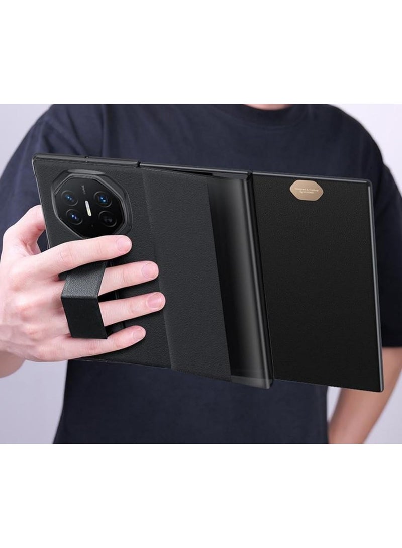 Compatible with Huawei Mate XT Ultimate Design Case with Stand Strap Hand Holder, Leather Flip Case Cover with Smart View Touch Window u0026 Auto Screen Sleep/Wake - Image 3