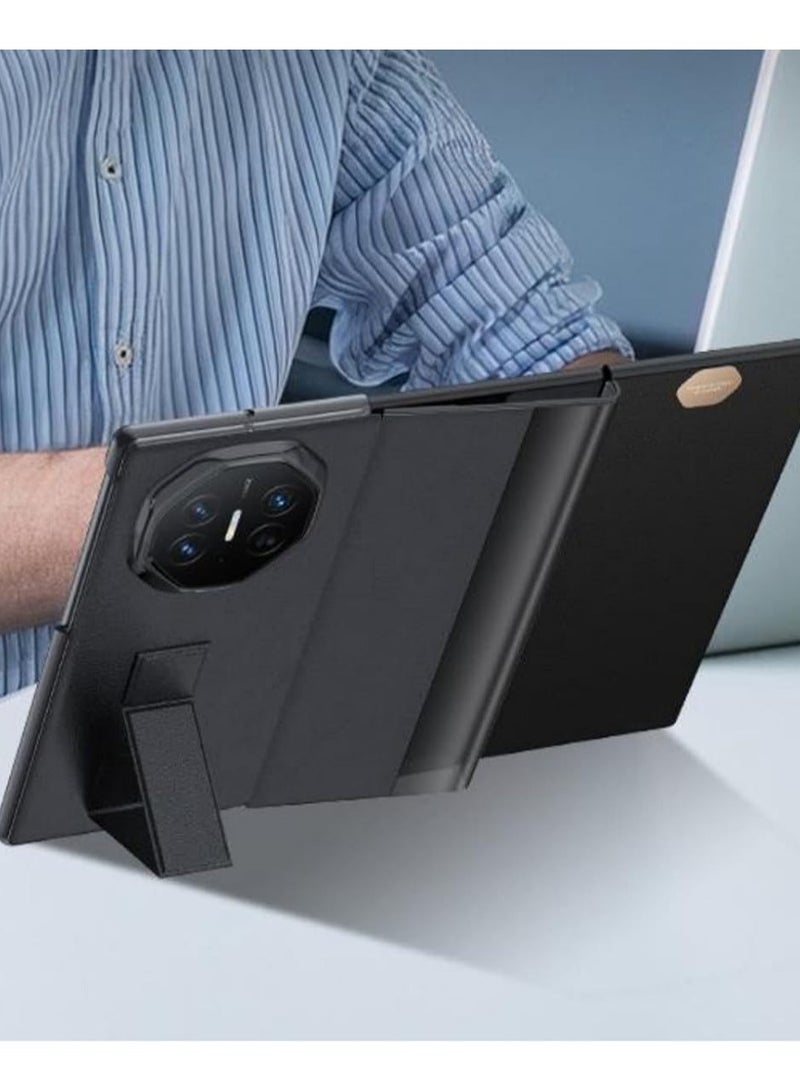 Compatible with Huawei Mate XT Ultimate Design Case with Stand Strap Hand Holder, Leather Flip Case Cover with Smart View Touch Window u0026 Auto Screen Sleep/Wake - Image 4