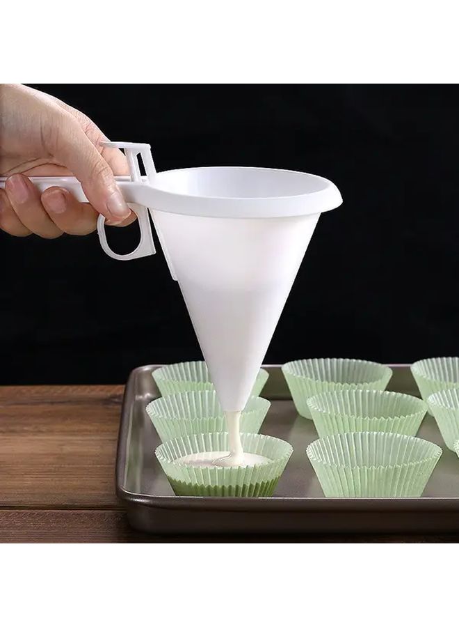White Manual Cake Batter Funnel Set Easy Pouring Food Safe Durable Plastic Baking Essential - Image 1