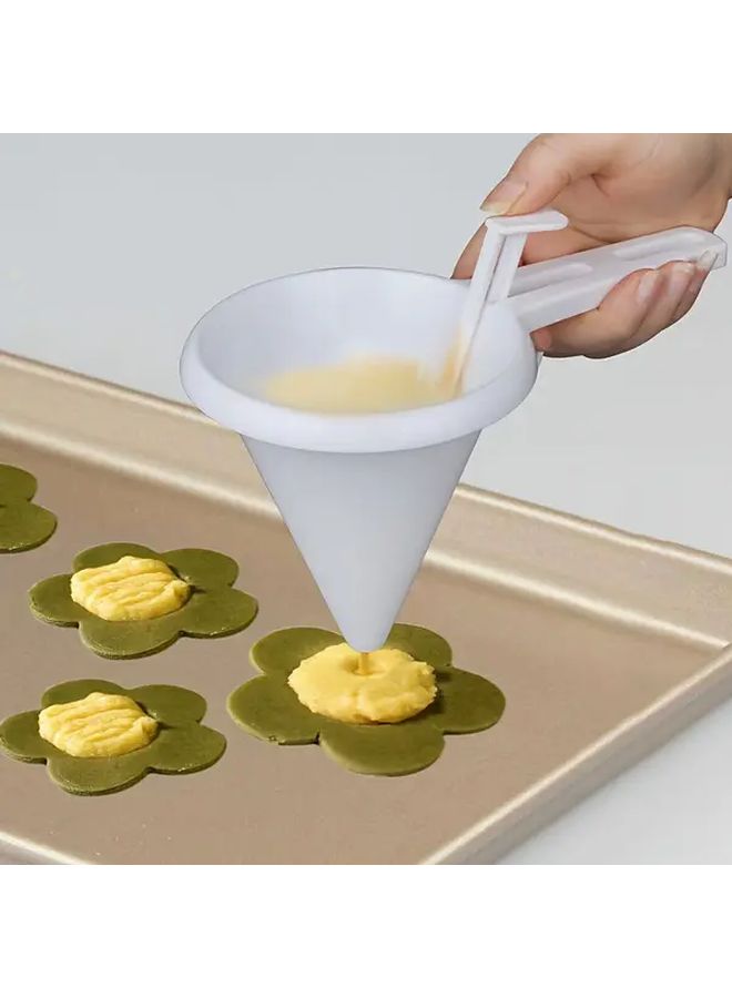 White Manual Cake Batter Funnel Set Easy Pouring Food Safe Durable Plastic Baking Essential - Image 5