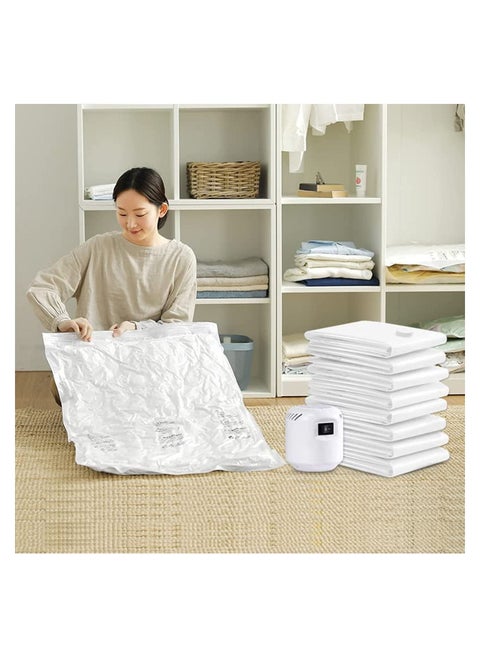 Vacuum Seal Storage Bags, 10 Pack Reusable Compression Bags(2 Jumbo + 2 Large + 2 Medium + 4 Small), Premium Vacuum Storage Bags with Electric Pump for Bedding, Clothes, Curtains, Pillows