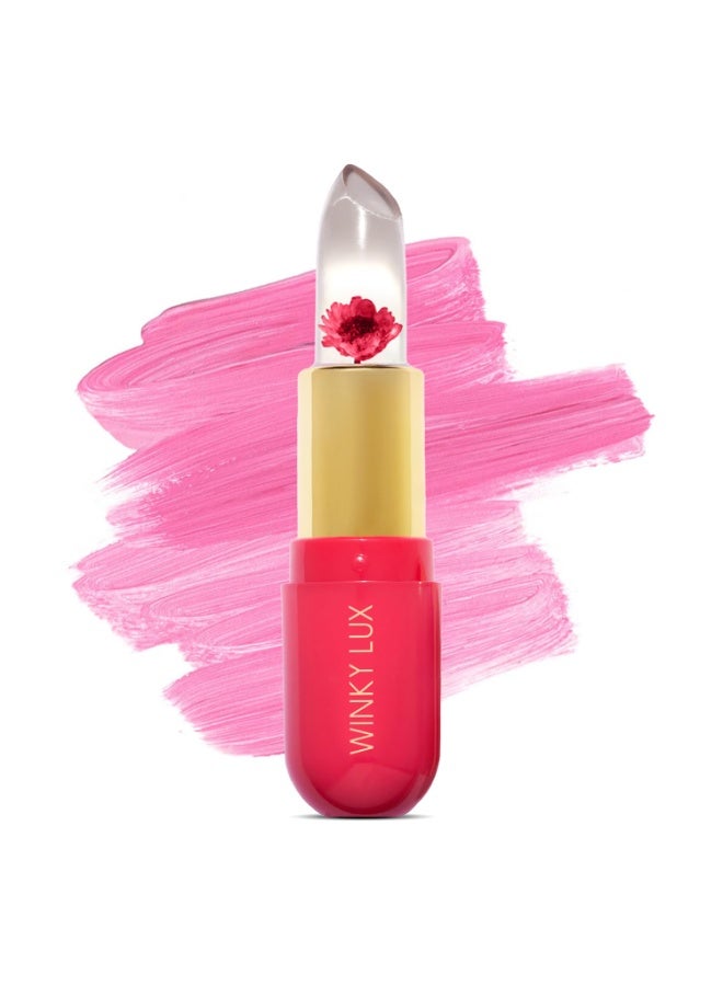 Winky Lux Flower Balm, pH Lip Balm, Color Changing Lipstick and Tinted Lip Balm, Vegan & Cruelty Free, Hydrate & Plump, Sheer Pink Lipstick, Pink Flower with Vanilla Scent - Image 1
