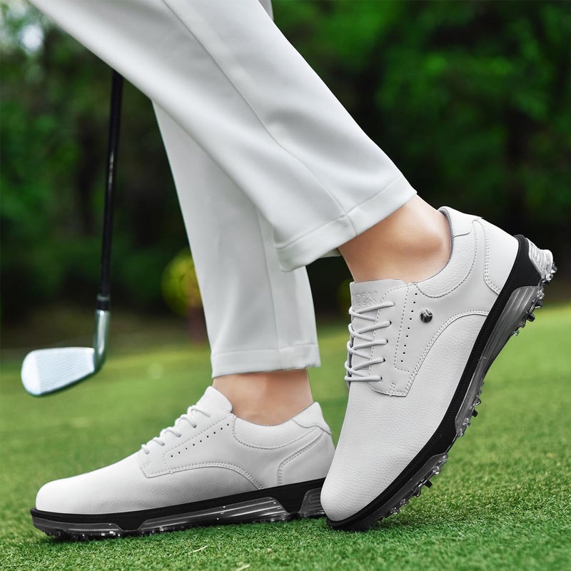 ULTIANT Mens Golf Shoes Traditions Spikeless Size 7.5-13(White,46) - Image 2