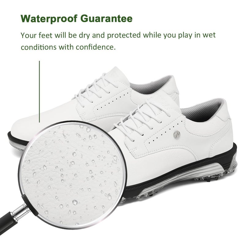 ULTIANT Mens Golf Shoes Traditions Spikeless Size 7.5-13(White,46) - Image 4