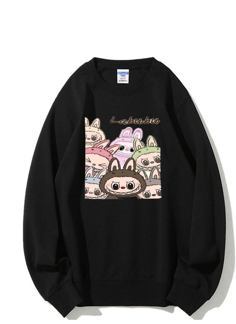 NIBEMINENT Labubu Printed Cotton Long Sleeve Hoodie 