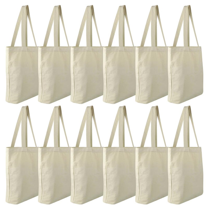 Faylapa 3 Pcs Canvas Tote BagsHeavy Duty and Strong Easter Hunter Bag Shopping Grocery Bag Blank Cotton Bags for Decorating Crafts DIYPainting Beige122x142