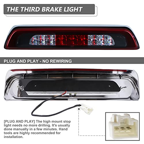 Gubebaili LED Third 3rd Brake Light High Mount Stop Light Cargo Lamp Fit for Toyota Tundra 2007-2018 Replacement, Red Lens - Image 4