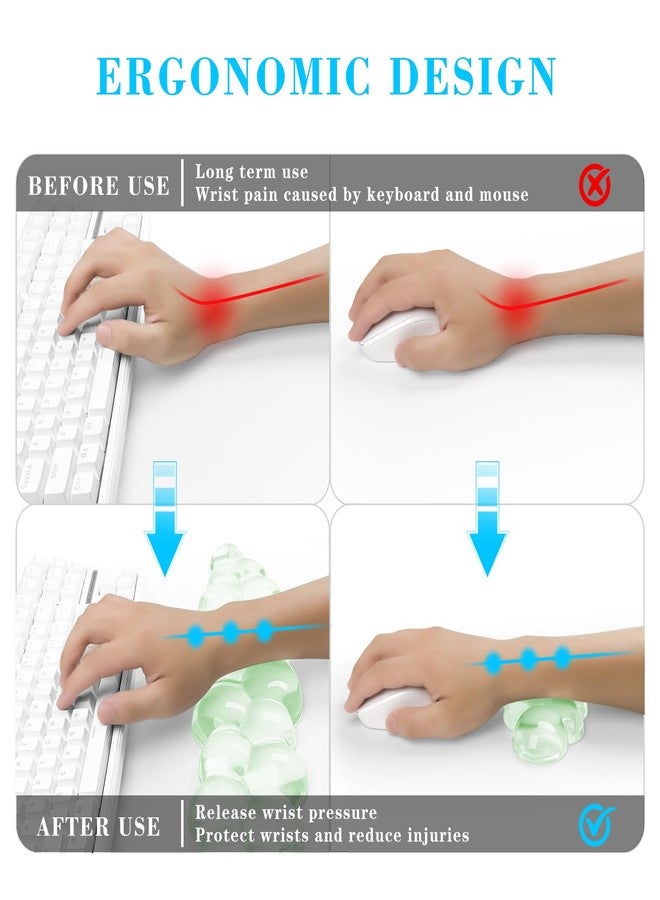 KEPUTAIER Gel Cloud Keyboard and Mouse Wrist Rest, Cute Wrist Support and Arm Support Keyboard Rest for Keyboard and Mouse Typing Pain Relief，Suitable for Office/Computer/Laptop/Gaming （Green） - Image 2