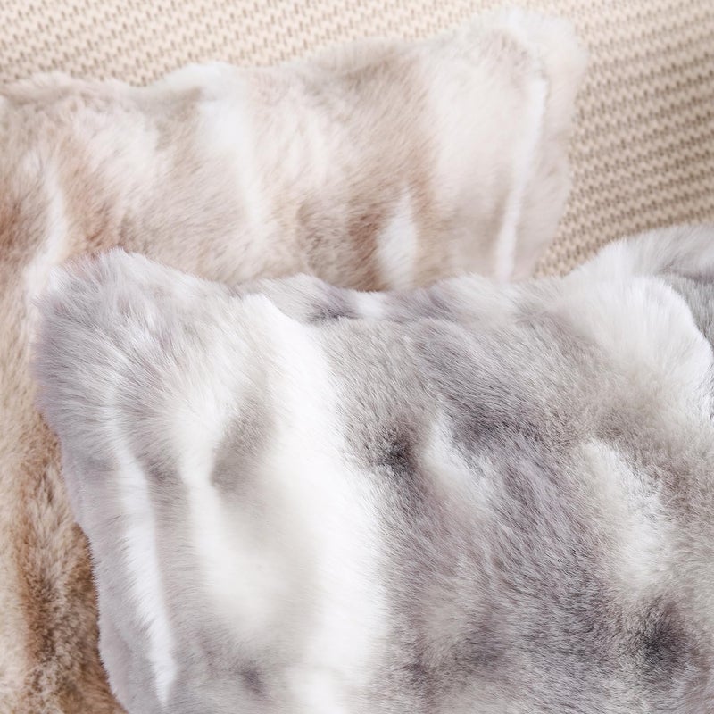 MADIZZ Pack of 2 Thick Plush Wool Throw Pillow Covers 20x20 Inch White Grey Soft Neutral Decorative Throw Pillows Accent Boho Cushion Covers for Couch Sofa Bedroom Pillow Shell - Image 5
