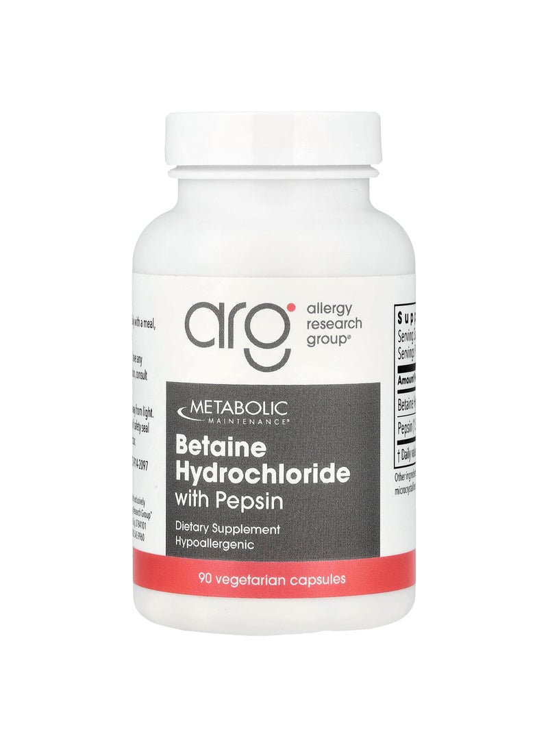 Betaine Hydrochloride with Pepsin, 90 Vegetarian Capsules