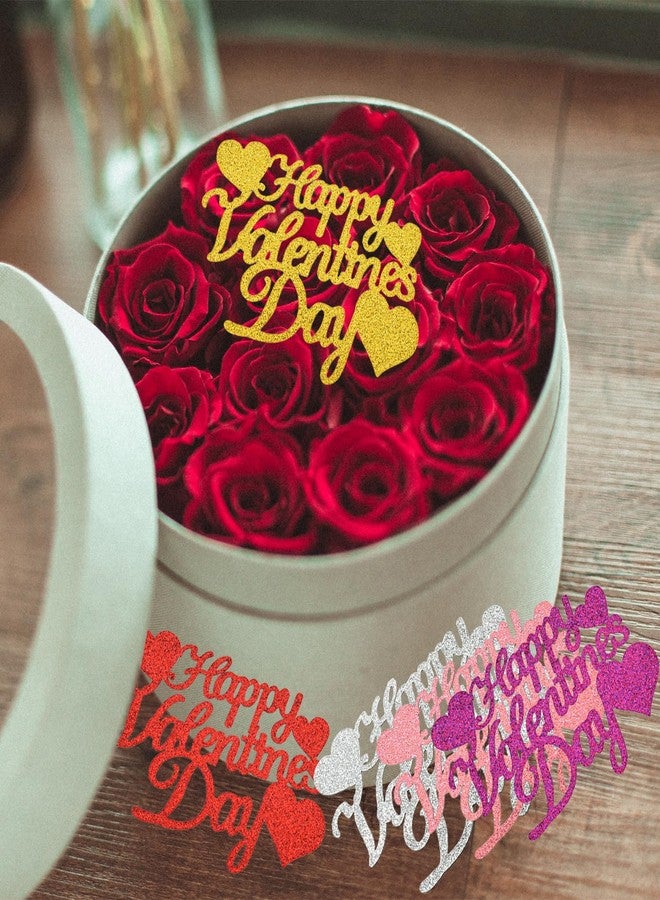 Chewarelly 1Pcs Happy Valentine's Day Cake Topper, Glitter Cake Bunting Decor Sweet Love Be Mine Valentines Cake Picks for Valentine's Day Theme Party Decorations Supplies(Red) - Image 4