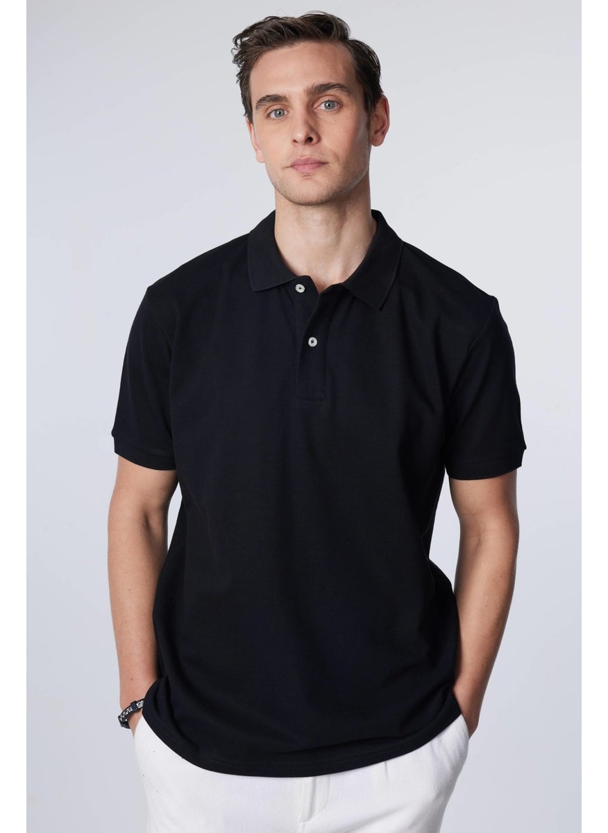 Men's Classic Fit Relaxed Cut Cotton Plain Pique Black Polo Neck T-Shirt - pzsku/ZC5FB4F3618CDF48FFA2CZ/45/_/1741286085/1951ff4f-f76b-4550-905d-17333eef51b1