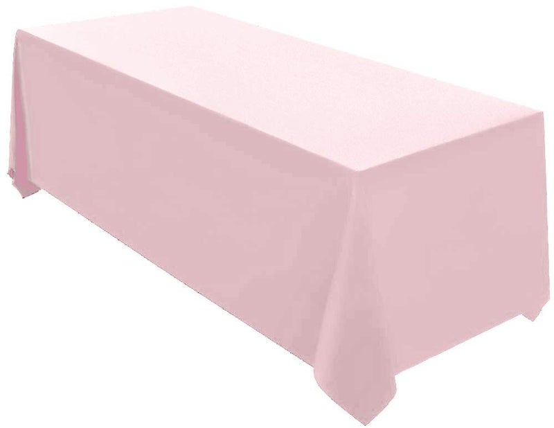 Surmente Pink Tablecloth 90 x 132-inch Rectangular Polyester Table Cloth for Weddings, Banquets, or Restaurants - Image 1