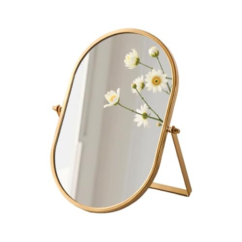 Numjeg Tabletop Mirrors Makeup Mirror Portable Vanity with Metal Frame Desk Table Mirror with 180Adjust Dressing Room Rotate Good for Bedroom Bathroom - Image 3