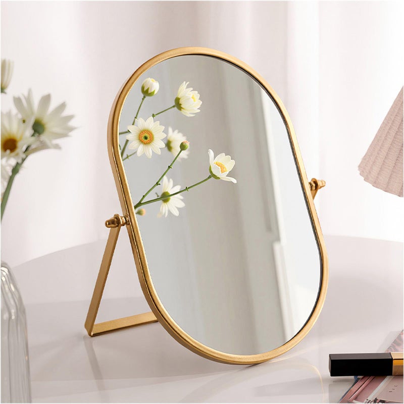 Numjeg Tabletop Mirrors Makeup Mirror Portable Vanity with Metal Frame Desk Table Mirror with 180Adjust Dressing Room Rotate Good for Bedroom Bathroom - Image 2