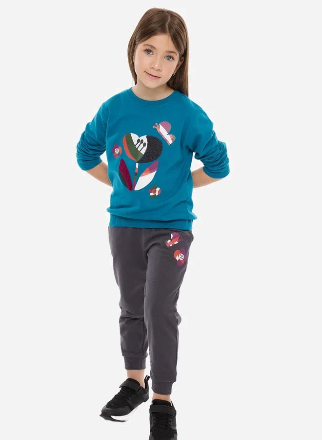 victor and jane Embroidered Round Neck Sweatshirt & Jogger Set by Styli
