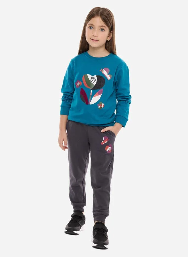 victor and jane Embroidered Round Neck Sweatshirt & Jogger Set by Styli