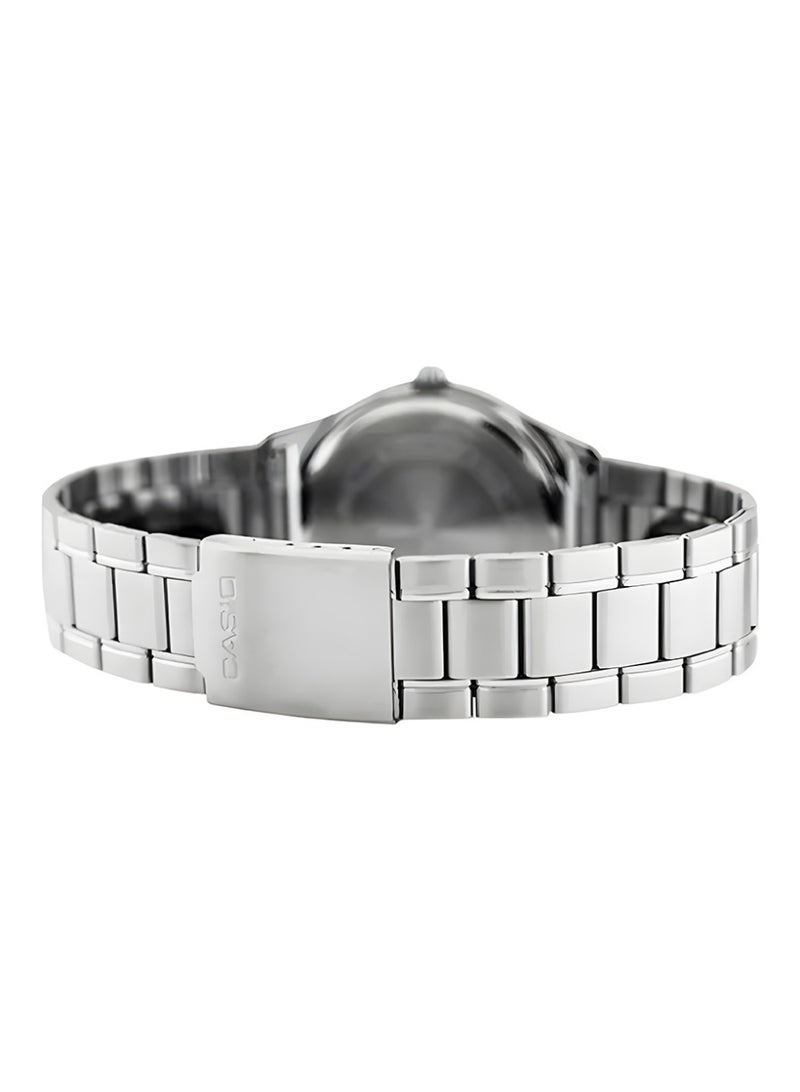 Casio Men's Classic Analog Watch, Solid Black Roman Numeral Dial, Silver Stainless Steel Bracelet, Day & Date Display, 3ATM Water Resistant MTP-V006D-1B - Image 4