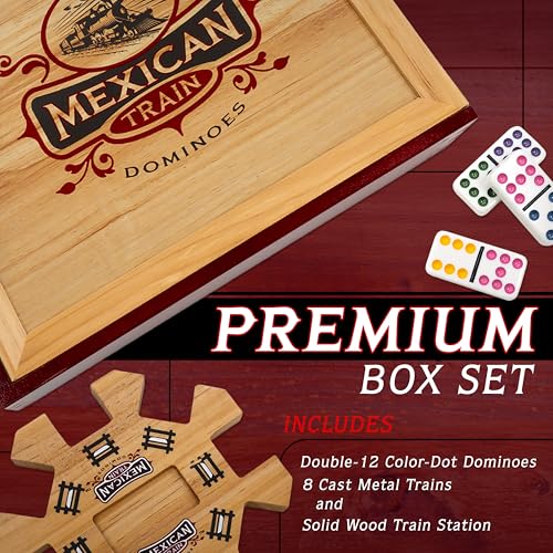 Front Porch Classics | Mexican Train Domino Set in Wooden Collector Box from Front Porch Classics for 2 to 8 Players Ages 8 and Up - Image 3