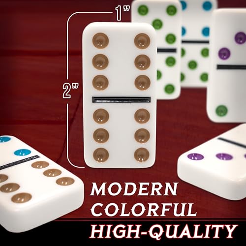 Front Porch Classics | Mexican Train Domino Set in Wooden Collector Box from Front Porch Classics for 2 to 8 Players Ages 8 and Up - Image 4