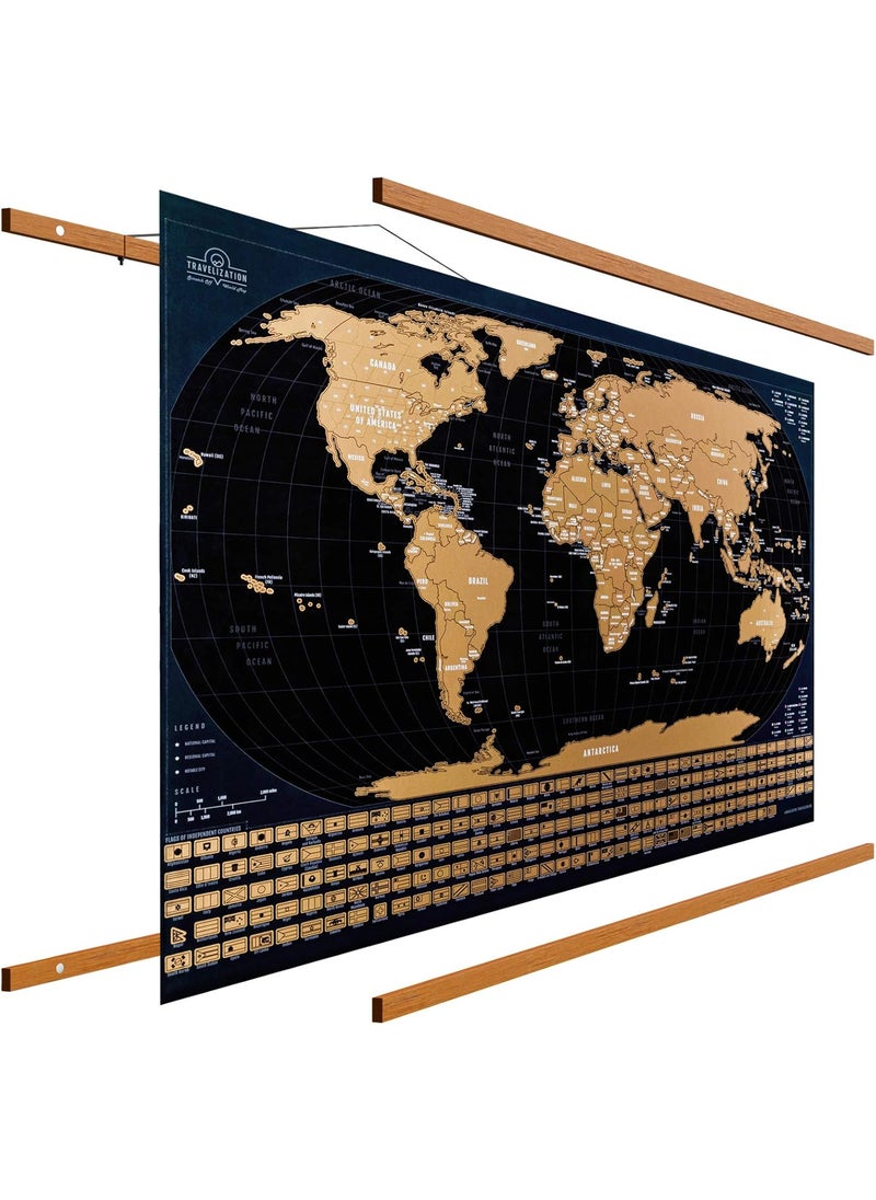 Travelization Travelization 24 Magnetic Poster Hanger Frame  24x17 Scratch Off World Map Deluxe Edition Set  - Image 1