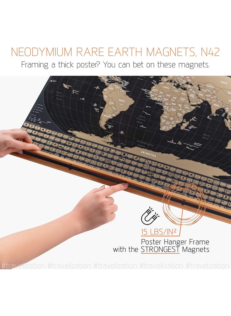 Travelization Travelization 24 Magnetic Poster Hanger Frame  24x17 Scratch Off World Map Deluxe Edition Set  - Image 5