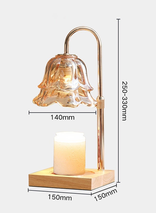 جيوان شمعة دافئة المصباح مع توقيت و Dimmer - قابل للتعديل الارتفاع الشمع يذوب دافئة، 4 مستويات سطوع، 2/4 / 8H توقيت، قاعدة الخشب والظل الزجاجي، ويشمل 2 GU10 مصابيح الهالوجين للديكور المنزلي - Image 2