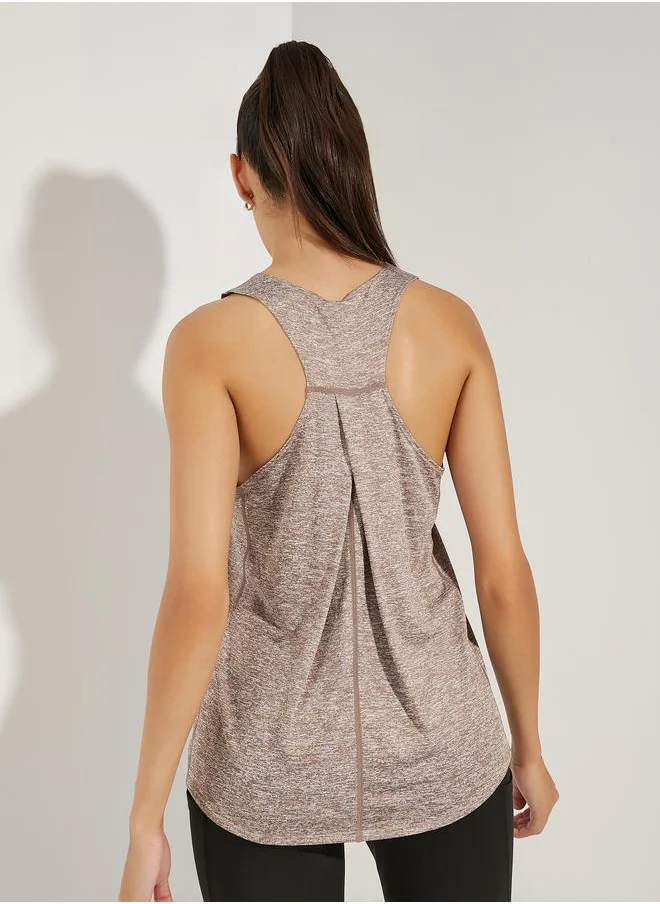 Styli Melange Pintuck Overlay Effect Back Detail Tank