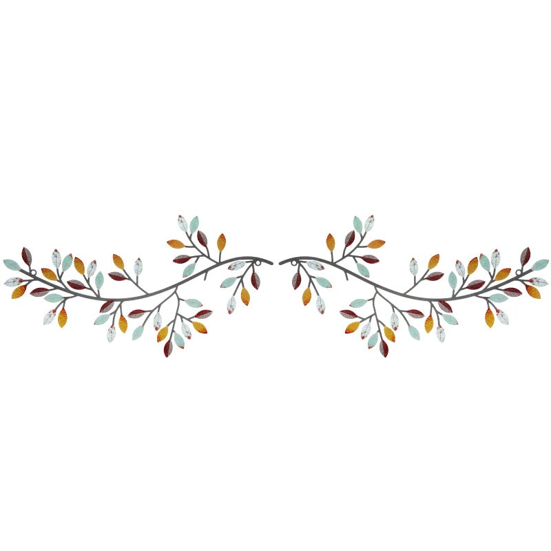 Hotop 2 Pieces Metal Tree Leaf Wall Decor Vine Olive Branch Leaf Wall Art Wrought Iron Scroll Sculptures Above the Bed, Living Room, Outdoor Decoration(Classic Style,Elegant Color) - Image 1