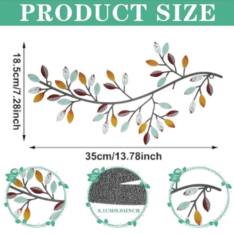 Hotop 2 Pieces Metal Tree Leaf Wall Decor Vine Olive Branch Leaf Wall Art Wrought Iron Scroll Sculptures Above the Bed, Living Room, Outdoor Decoration(Classic Style,Elegant Color) - Image 3