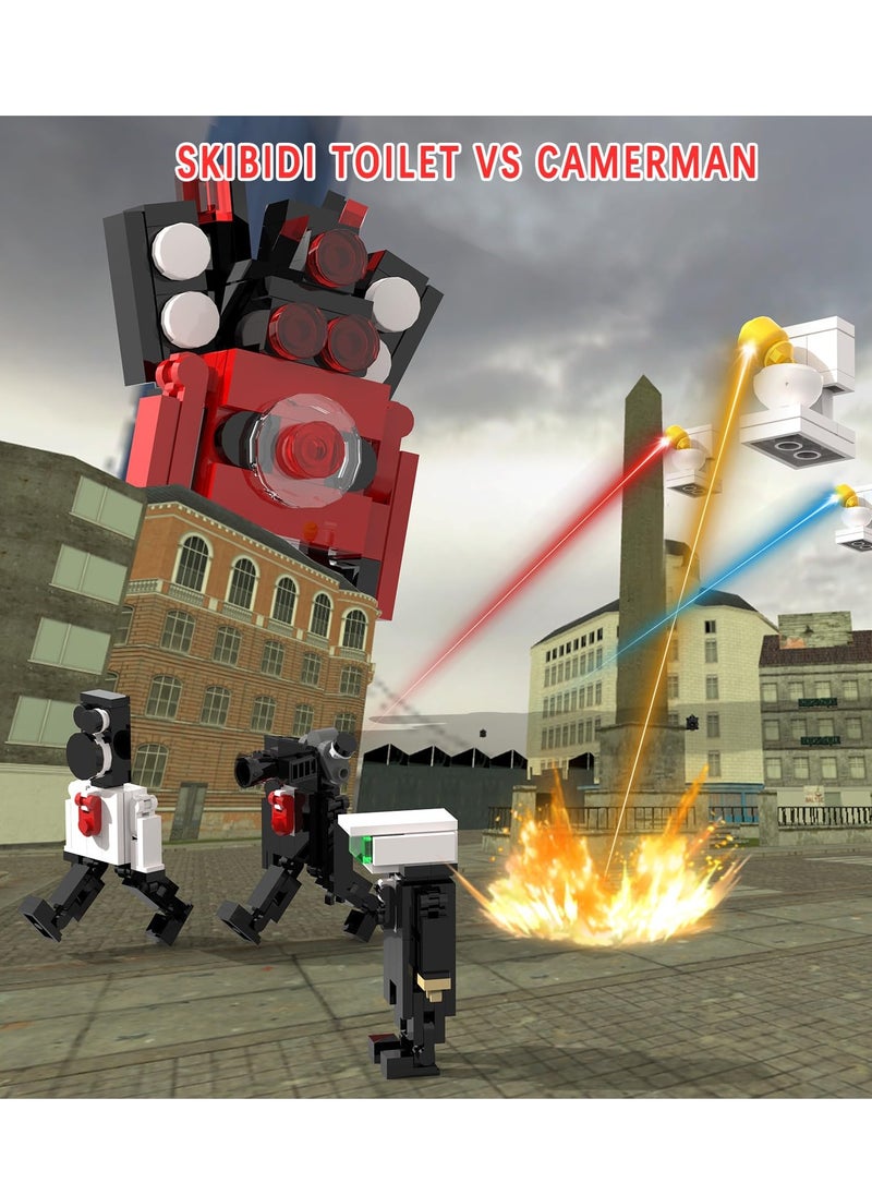 Lowyam - Skibidi Toilet Building Blocks,Upgraded Titan Cameraman vs Titan Speaker Man Building Blocks Toys, Skibidi Toilet Series Figure Model Reproducible Assembly Skibidi Toilet Building Block - Image 1