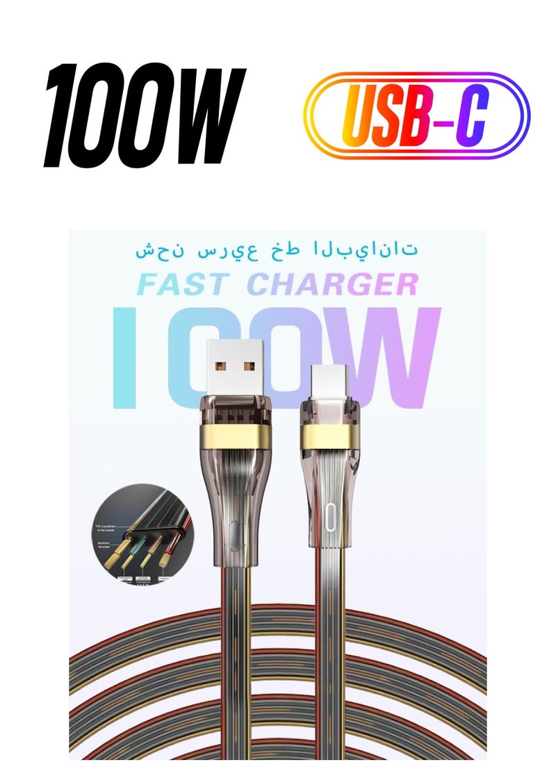 Yesido 100W Data Cables Fast Charging Wire USB to USB C Cable, 5A Transparent Soft Silicone Type-C Super Fast Charging.  - Image 1