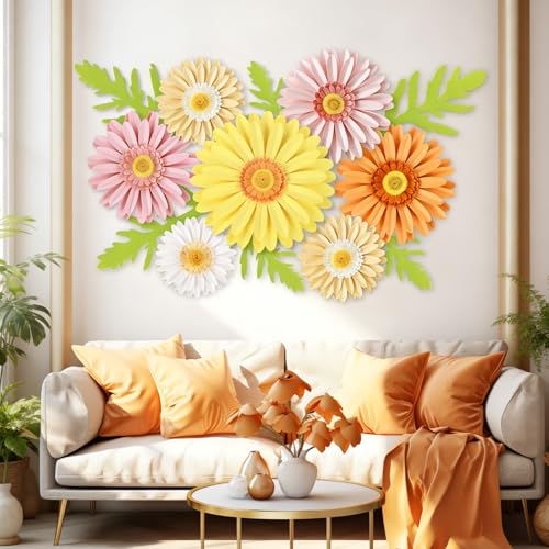 SUNBEAUTY Paper Flowers Decorations for Wall 3D Giant Daisy Artificial Flowers Bulletin Board Decoration Floral Paper Flowers Hanging for Spring Classroom Office Decor Wedding Baby Shower Garden Party - Image 5