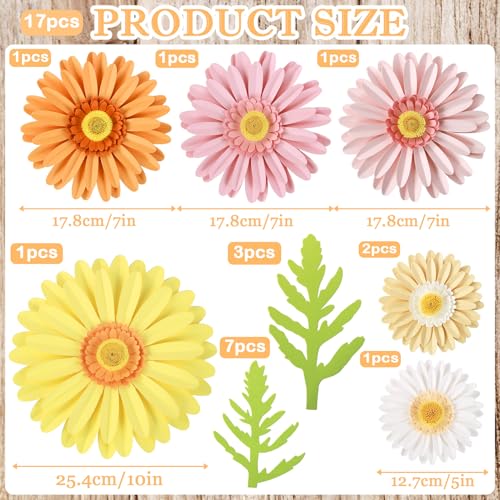 SUNBEAUTY Paper Flowers Decorations for Wall 3D Giant Daisy Artificial Flowers Bulletin Board Decoration Floral Paper Flowers Hanging for Spring Classroom Office Decor Wedding Baby Shower Garden Party - Image 3