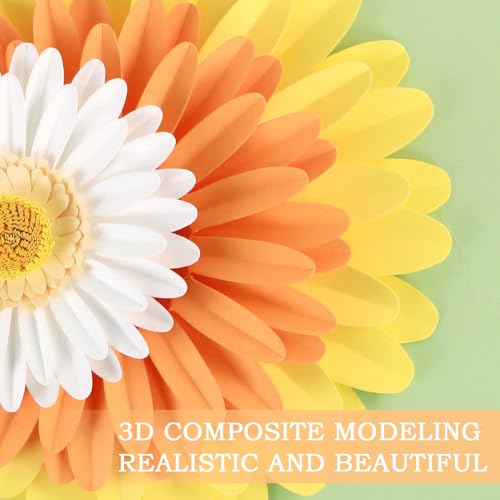 SUNBEAUTY Paper Flowers Decorations for Wall 3D Giant Daisy Artificial Flowers Bulletin Board Decoration Floral Paper Flowers Hanging for Spring Classroom Office Decor Wedding Baby Shower Garden Party - Image 4