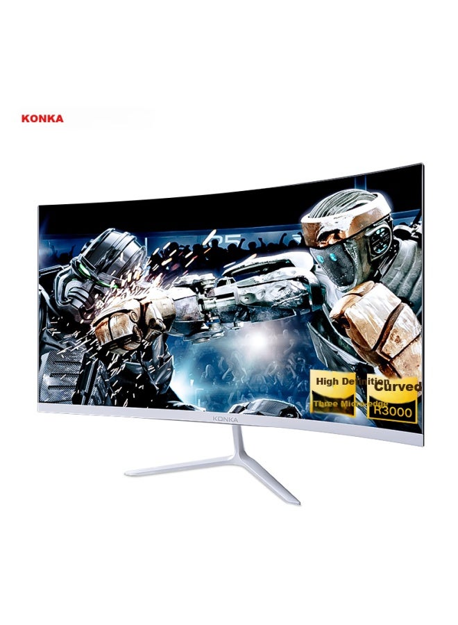 KONKA شاشة كونكا منحنية بيضاء مقاس 23.8 بوصة FHD بدقة كاملة مع ضوء أزرق منخفض وواجهة HDMI قابلة للتعليق على الحائط - كم2413ه - Image 1